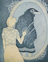 Looking into a mirror and recognising bird